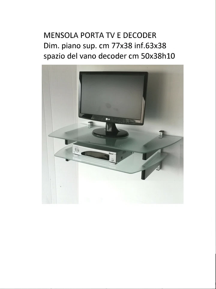 Mensola porta tv/decoder a parete due ripiani strutt. in allum. satinato silver. - Immagine 1 di 1