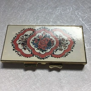 Vintage 1960er Waschtisch Messing Rechteck Tragbar Kompakt Doppelspiegel 3,25" x1,75" - Bild 1 von 4