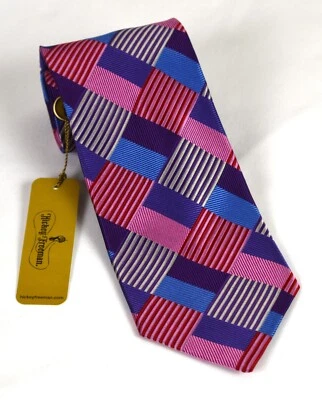 NWT Hickey Freeman Hand Tailored Colorful Geometric 100% Silk Tie 3.75 x 57 - Image 1 of 4
