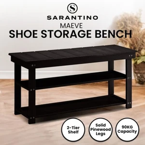 Sarantino Maeve Shoe Storage Bench in Black - Picture 1 of 1