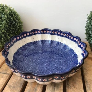 BOLESLAWIEC CUENCO DE CERÁMICA AZUL COLORIDO, CUENCO 34 CM DE POLONIA NUEVO PINTADO A MANO - Imagen 1 de 6