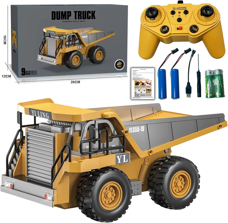 Camion Ribaltabile Telecomandato 9 Canale, Scala 1:20, Quattro Ruote Con Luci E  - Immagine 1 di 4