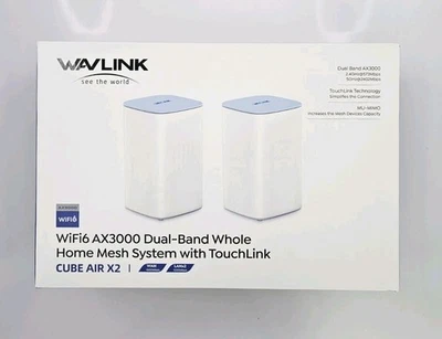 WAVLINK WiFi6 AX3000 Sistema Mesh Dual Band con Touchlink Cube Air X2 - Confezione da 2 - Immagine 1 di 4