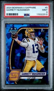 Bowman University U 2024 cromo zafiro #5 Garrett Nussmeier PSA 9 LSU 1ª - Imagen 1 de 1