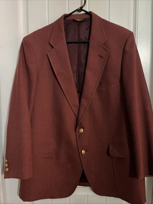 Mens Burgundy Palm Beach Blazer Sport Coat Made In USA Size 48 - Image 1 of 4