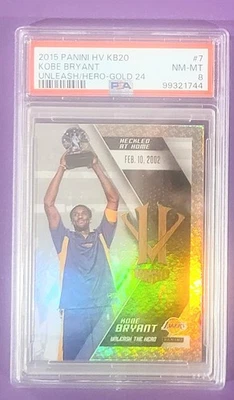 2015-16 Panini Unleash the Hero Kobe Bryant Gold 24 PSA 8 Lakers  - Image 1 of 2