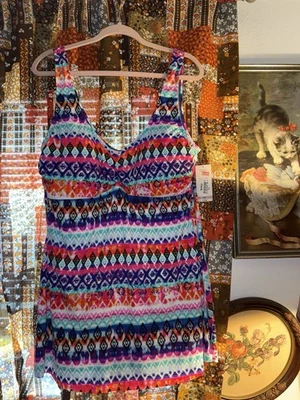 A.N.A One Piece Colorful Swimsuit Size 20 NWT $104 Retail - Image 1 of 4