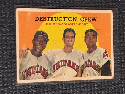 1959 Topps Destruction Crew Minoso-Colavito-Doby #166 - Right Side Creased - Image 1 of 2
