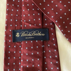 Brooks Brothers Necktie Mens “Makers” 100% Silk Red Woven Italy Made In USA 3.5” - Picture 1 of 8