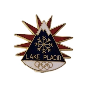 VINTAGE Lake Placid USA Olympics Mountain Snowflake Star Hat Lapel Pin #398 - Picture 1 of 3