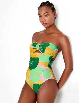 KATE SPADE TIE BANDEAU TRAJE DE BAÑO DE UNA PIEZA PEPINO FLORAL VERDE TALLA XL NUEVO CON ETIQUETAS Foto 1 de 4