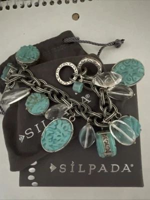Pulsera Gota Silpada Designs Rara VIVA LA DIVA Plata, Turquesa y Cristal Foto 1 de 4