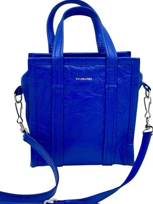 Bolsa de ombro BALENCIAGA Bazar pele de cabra azul tamanho mini autêntica - Imagem 1 de 4