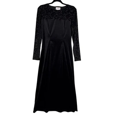 Vestido burnout vintage anos 90 Diane Von Furstenberg veludo preto tamanho P bruxa caprichosa - Imagem 1 de 4