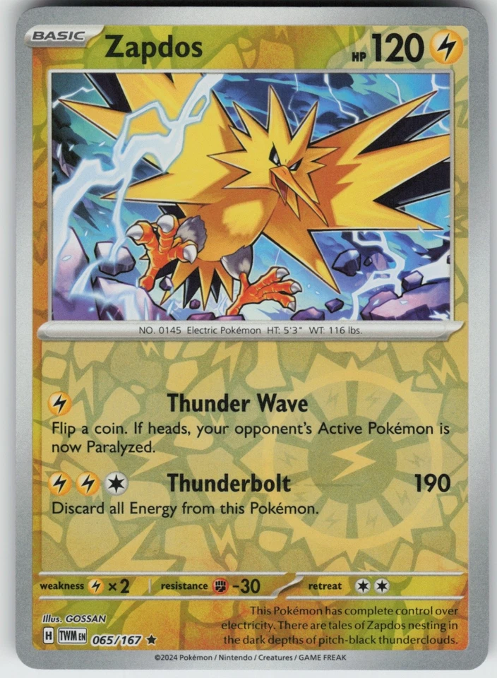 PO-01 Reverse Holo Zapdos 065/167 SV06: Twilight Masquerade - Image 1 of 1