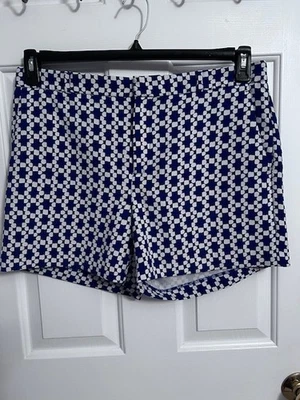 REPÚBLICA BANANA~TALLA 12~AZUL REAL + ESTAMPADO GEOMÉTRICO BLANCO~CASUAL~PANTALONES CORTOS VESTIDOS Foto 1 de 4