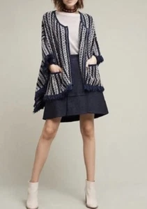 Anthropologie SLEEPING ON SNOW Tajo Jacquard Poncho Cardigan Pullover Einheitsgröße - Bild 1 von 8