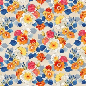 Faith Khaki Bouquets FLOWERS Clothworks FABRIC for EASTER BTY - Picture 1 of 2