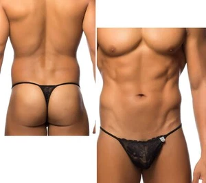 Unterwäsche String Tanga Spitze schwarz transparent sexy G String Herren Micro Slip - Bild 1 von 6