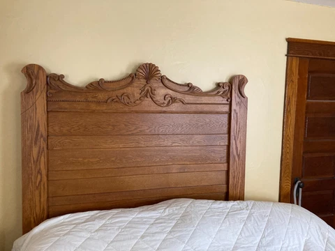 Antique Queen Size Oak Bed Headboard /Baseboard and Rails Cover