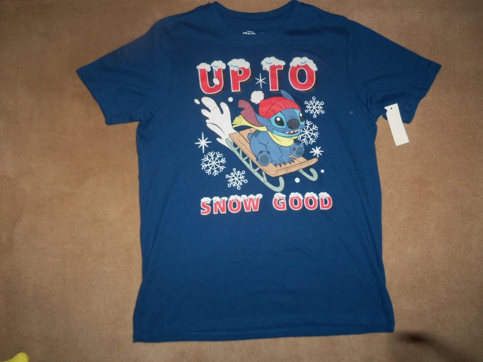 Disney Stitch "Up To Snow Good" T-shirt Boys Size 2XL (18)