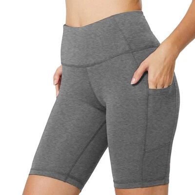 Mujeres Ropa Activa Entrenamiento Bicicleta Yoga Pantalones Cortos Elastizados Medio Muslo Leggings con Bolsillo Foto 1 de 4