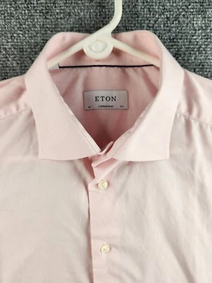Camisa Eton Contemporánea 17.5 Rosa Convertible Puño Abotonada Algodón Manga Larga Foto 1 de 4