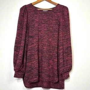 Max Studio Space Dye Cozy Scoop Neck Puff Sleeve Pullover Sweater Women Medium - Picture 1 of 13