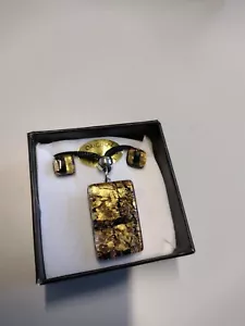 Murano Glas Anhänger + passende Ohrstecker Schmuck handgefertigt SELTEN - Bild 1 von 3