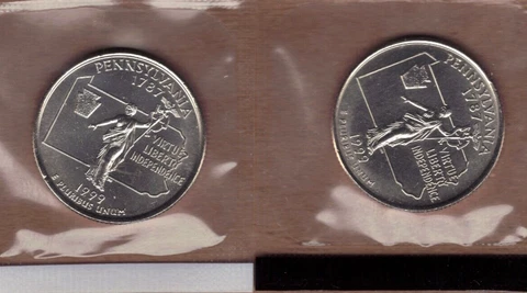 1999-P&D Pennsylvania Uncirculated States Quarters in Mint Cello (2 Coins) Cover