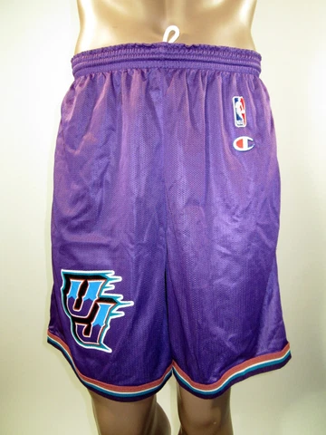 Utah Jazz Champion NBA Shorts Medium NWT vtg RARE 90s Malone Stockton Sloan Cover
