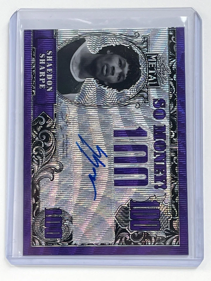 2021-22 Shaedon Sharpe Leaf Metal So Money! Rookie Auto Purple Wave 12/25  RC - Image 1 of 2