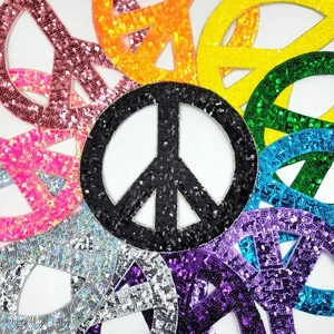 Mehrere Farben große Peace Zeichen Pailletten Patches - Versand aus USA - Bild 1 von 7