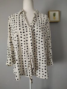 Worthington 3/4 Ärmel Bluse Top Größe PXL schwarz und beige Punkte nagelneu Schal - Bild 1 von 8