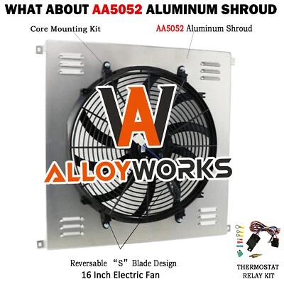ALUMINUM RADIATOR SHROUD W/16" FAN FITS 1942-1952 FORD F-SERIES F1 F2 F3 PICKUP. Foto 1 de 4