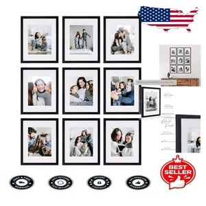 Elegant 9-Piece Gallery Wall Frame Set - Display 8x10 & 11x14 Photos - Picture 1 of 8