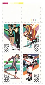 US Stamp Scott #2067-70 20c Winter Olympics - Plate Block - MNH - Picture 1 of 1
