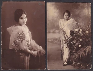 Philippines FILIPINA LADIES Real Photo 2 RPPC Vintage Postcards 35 - Picture 1 of 3