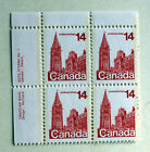 Timbre du Canada 14 cents 1978 bloc d'inscription neuf neuf neuf neuf neuf #715 chambres du Parlement 
