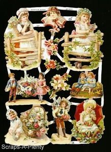 German Victorian Style Embossed Scrap Die Cut- Children Dreaming Precious EF7061 - Picture 1 of 1