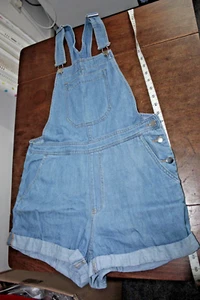 H&M blue denim dungaree shorts size euro 38 - Picture 1 of 3