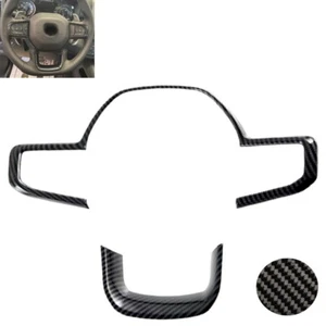 Steering Wheel Trim Cover Gloss Carbon Fiber Look ABS For 19–24 Ram Pickup - Bild 1 von 1
