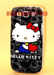 FOR SAMSUNG GALAXY S3 hello kitty PHONE BLACK WHITE RED HARD CASE cute / S III - Picture 1 of 3