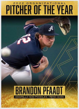 2022 Brandon Pfaadt Minor League POY Rookie Card Reno Aces Arizona Diamondbacks