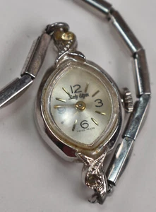 Vintage Lady Elgin Swiss Made Silver Tone Ladies Cocktail Watch Bracelet Band - Picture 1 of 7
