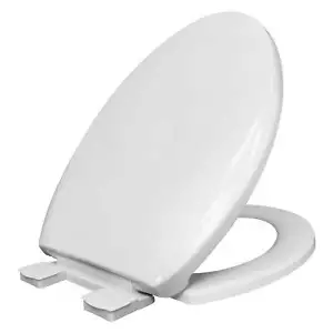 Mainstays Plastic Elongated Slow Soft Close Toilet Seat in White Adjustable - Picture 1 of 7