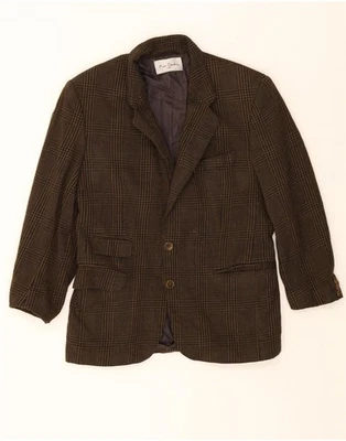 PIERRE CARDIN Mens 2 Button Blazer Jacket UK 36 Small Brown Check Wool DE73 - Image 1 of 3