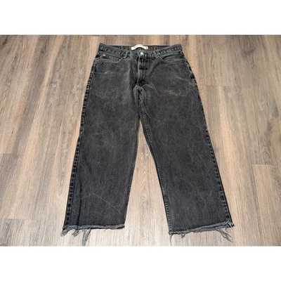 Levis 550 Relaxed Fit Black Denim Jeans Vintage Style Frayed Hem Mens W34 L25 - Image 1 of 4