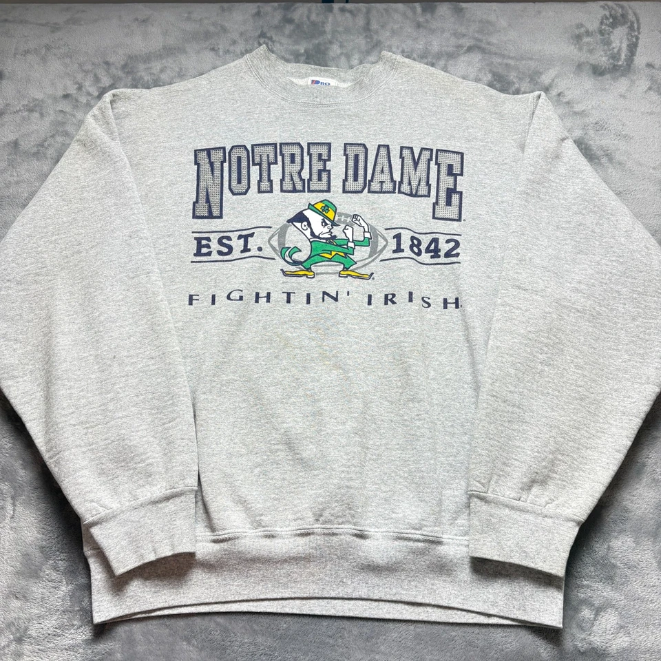 Vintage Notre Dame Fighting Irish Sweatshirt Mens XL Gray Pro Player NCAA - Image 1 of 4