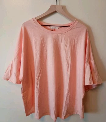 Easel Oversized Melon Flutter Sleeve NWT Top Sz M Boho Chic Stylish Casual - Image 1 of 4